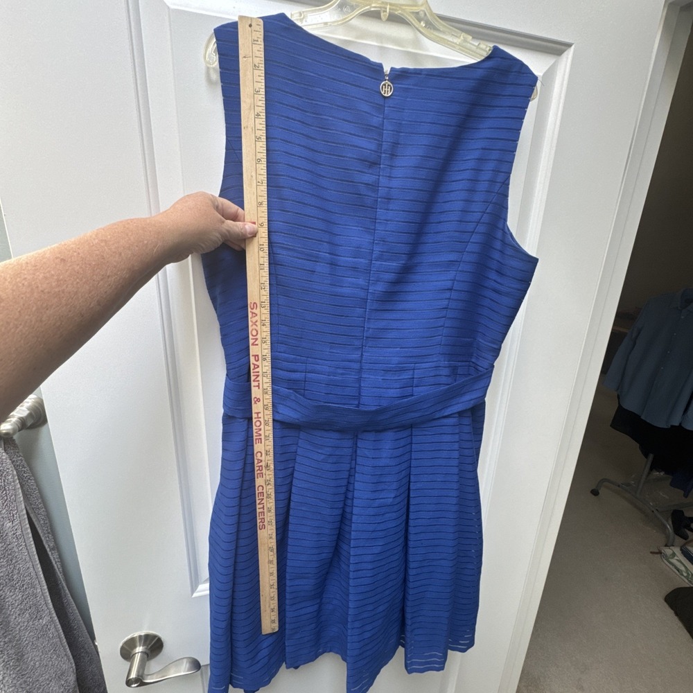 Tommy Hilfiger Dress Sleeveless Women's Size 18 Blue Stripe Fit & Flare Lines - Picture 13 of 13